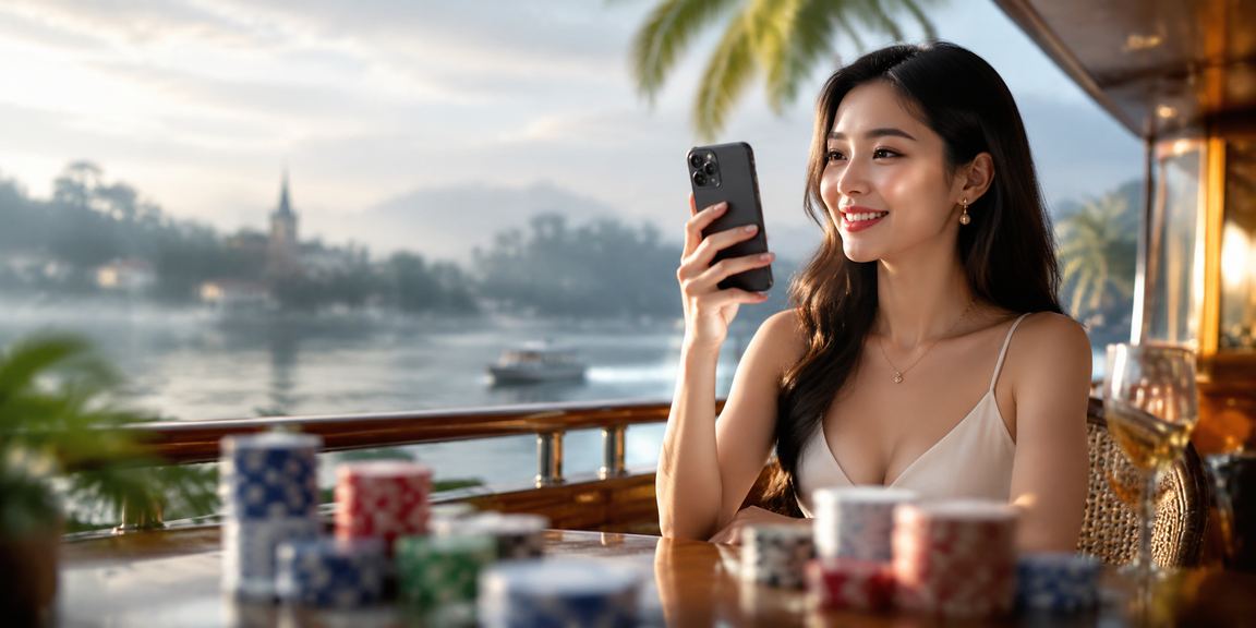 Người chơi Việt Nam tra cứu FAQ xsqt trên điện thoại di động tại quán cà phê